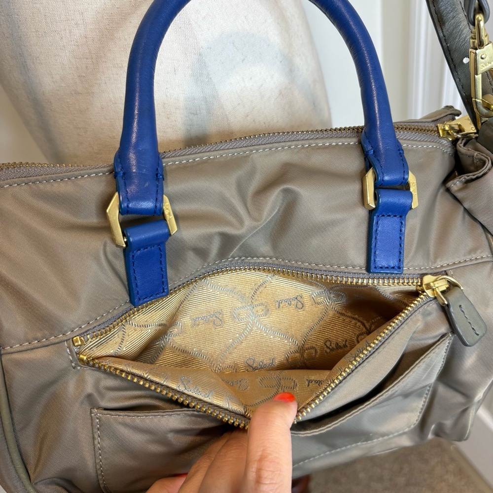 SALAD Grey Blue Nylon Shoulder Bag - Picture 7 of 16